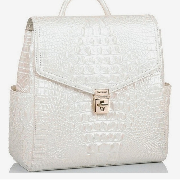 🌸 NWT BRAHMIN BACKPACK DESIGNER PURSE BAG RARE PEAL ITALIAN LEATHER EMBOSSED - Picture 11 of 14